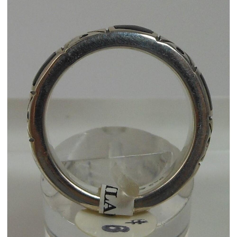 Vintage Black Sterling Silver Band Ring, Designer Signed, Size 6.25 - Picture 6 of 9